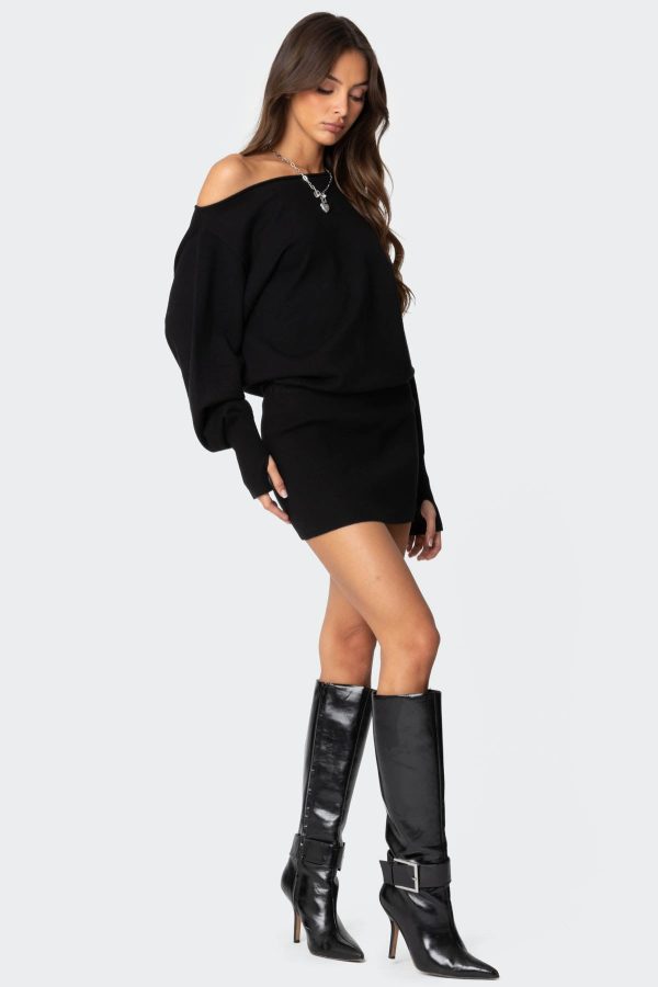 Eve Off Shoulder Knit Mini Dress - Image 3