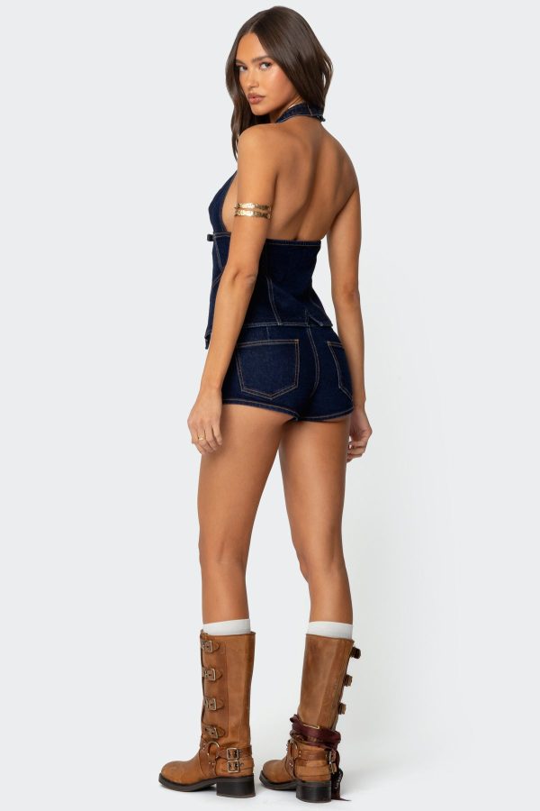 Ciel Low Rise Denim Micro Shorts - Image 3