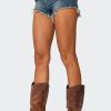 Studded Low Rise Denim Micro Shorts - Image 4