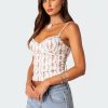 Indira Printed Cupped Lace Up Corset - Image 3